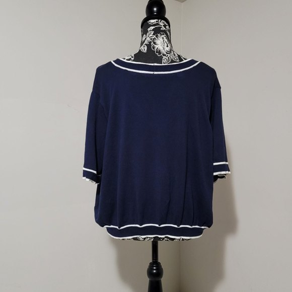 Modcloth Navy White Sweater Plus size 4x - Picture 4 of 9